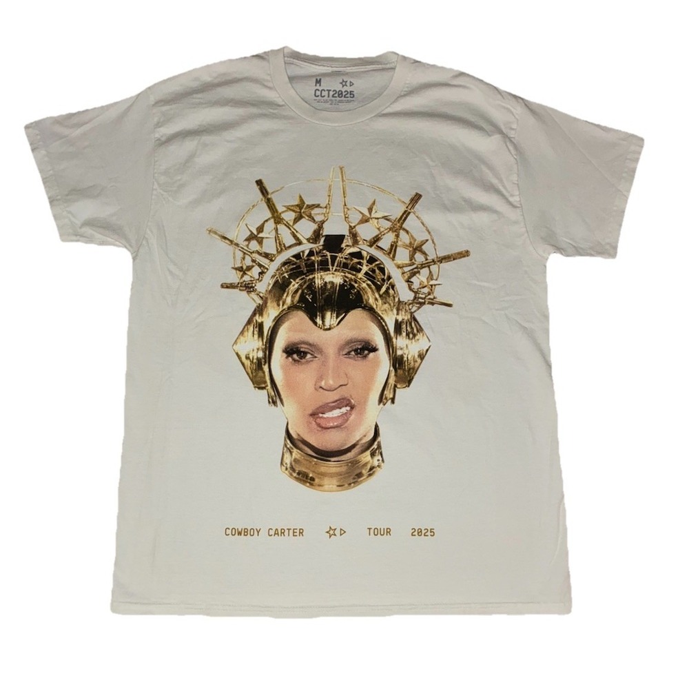 Beyonce II Hands II Heaven Tee M White Cowboy‎ Carter Tour 2025 Merch NEW *flaws